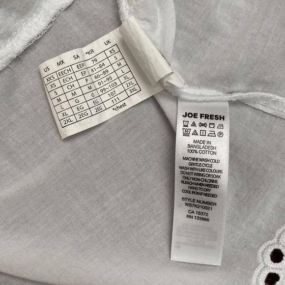 [S] Joe Fresh Peplum Eyelet Sleeveless Tank Top with Embroidery | White - Picture 7 of 7